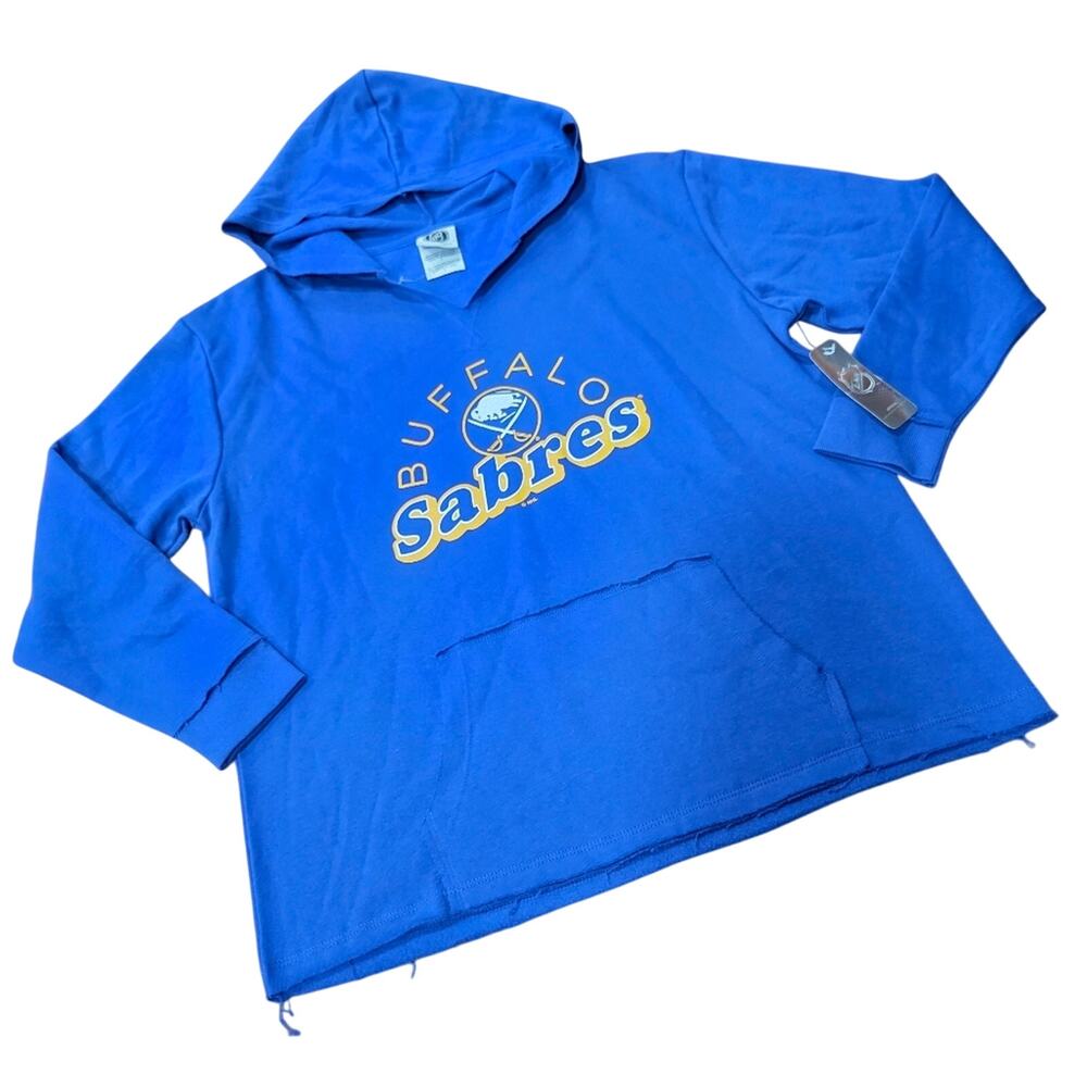 NHL Blue Buffalo Sabres Raw Seams Hoodie NWT Size Medium